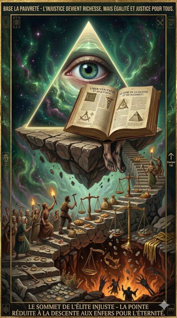 Affiche allégorique annonçant la sortie de l'autobiographie de Manal Cherki Ezzahi. L'illustration foisonne de symboles universels de justice, d'élévation spirituelle et de paix, tels que la balance équitable, le phénix renaissant et la lumière divine, représentant le triomphe de la vérité.